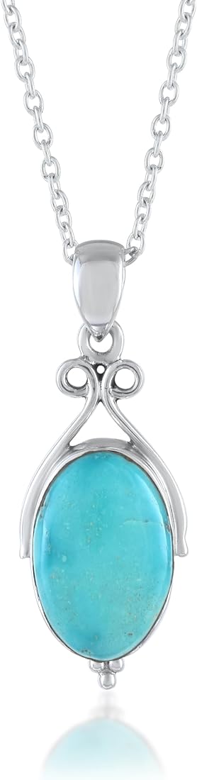 Silverrazzi 925 Sterling Silver Turquoise Stone Pendant For Women